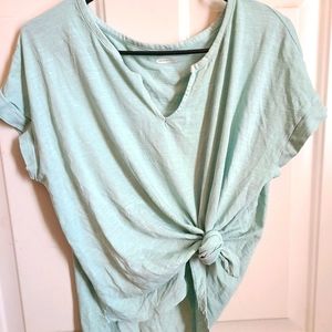 Cutout seafoam green shirt